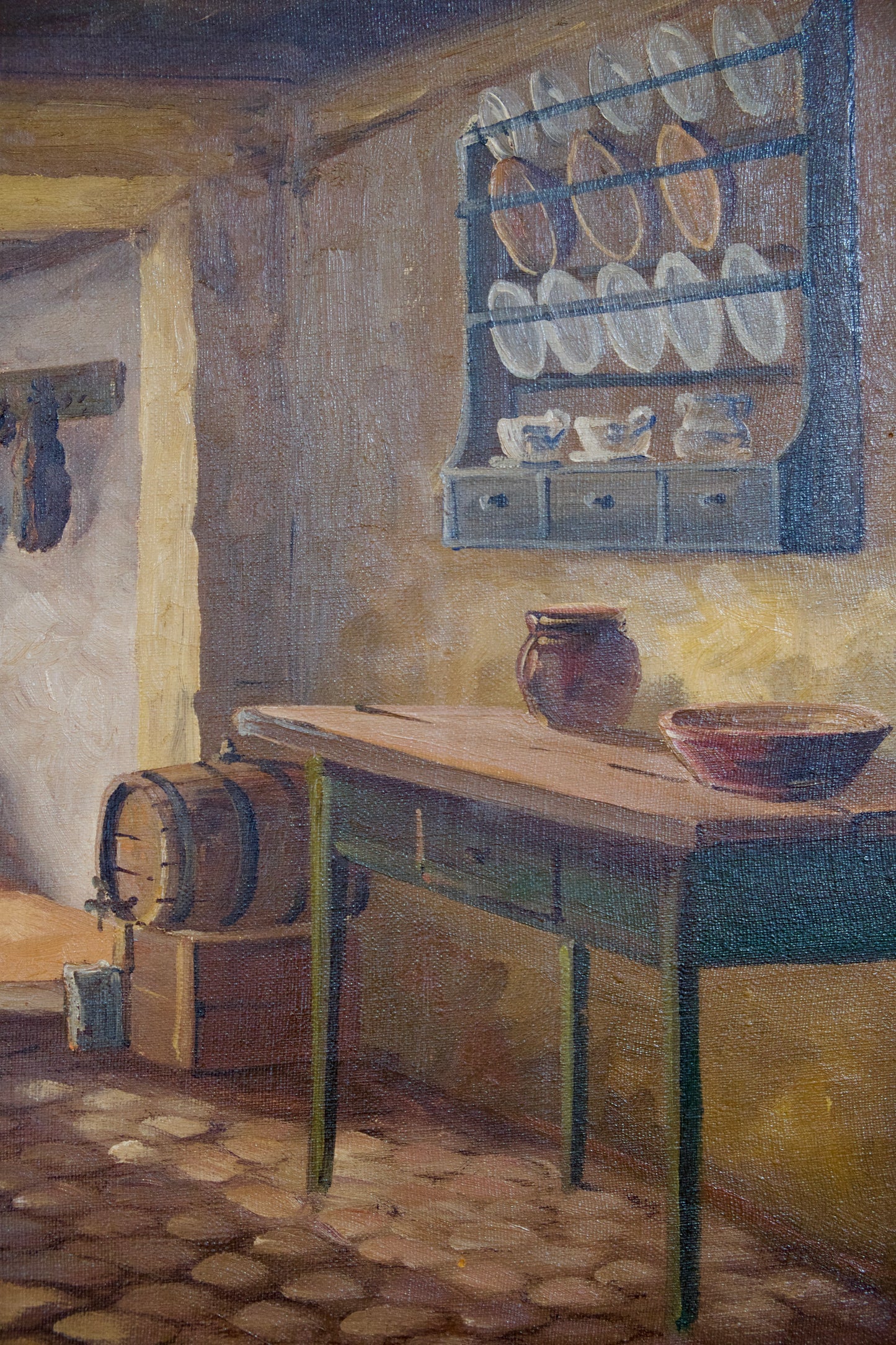 Lars Johansen, Interior From a Farmhouse, Oil on Canvas, Signed