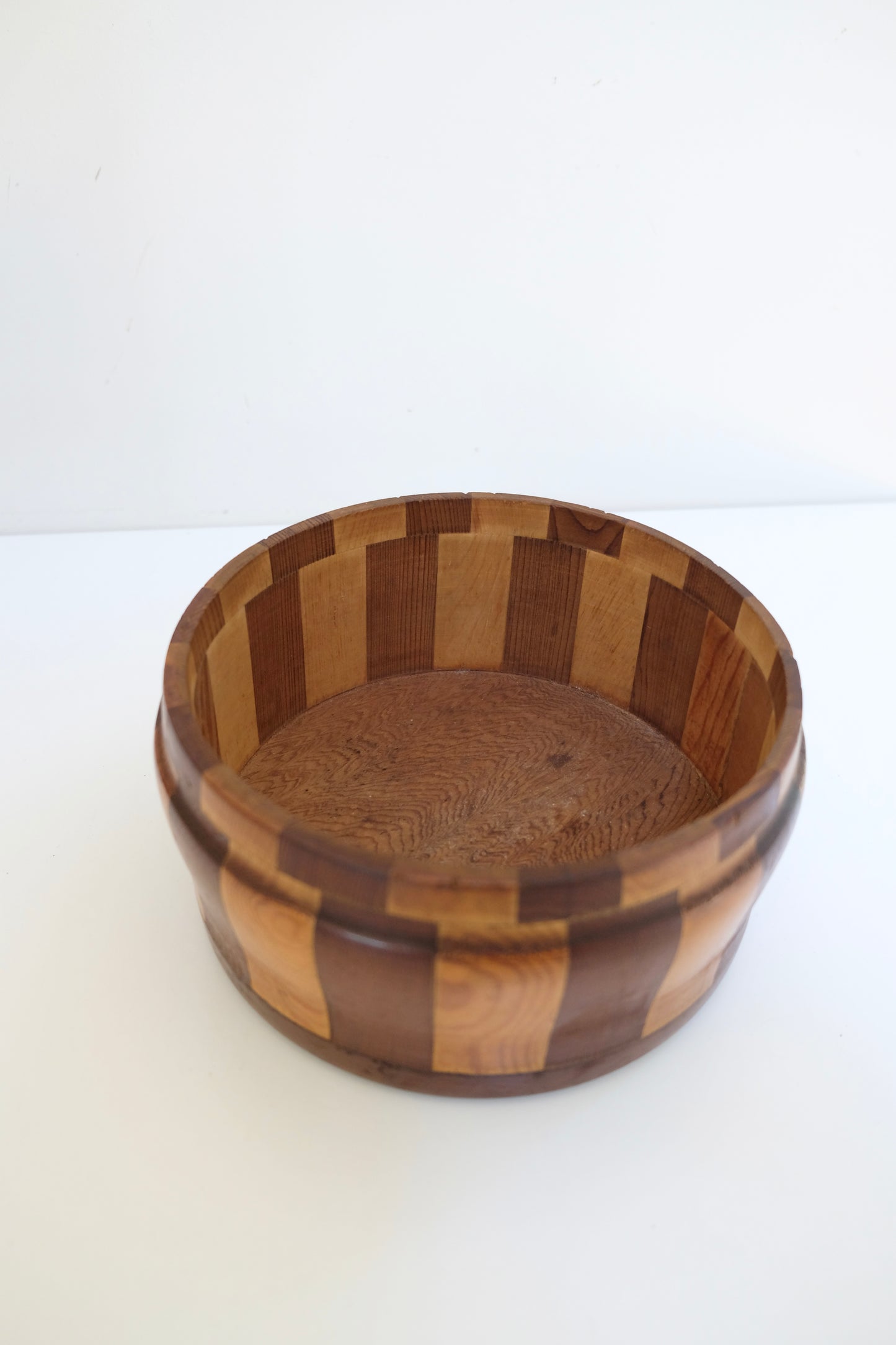 1940s California Redwood Striped Turned Wood Lidded Box with WWII-Era Provenance