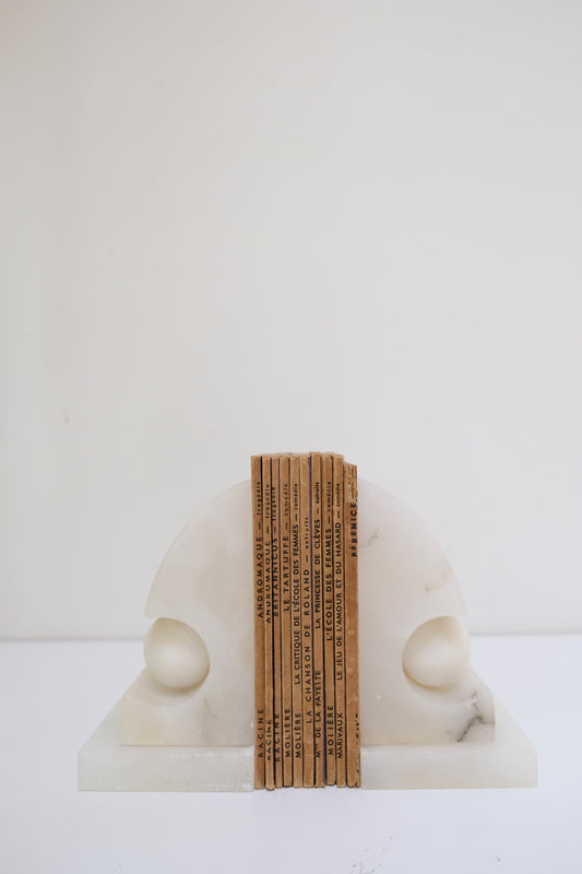 Vintage Alabaster Geometric Bookends
