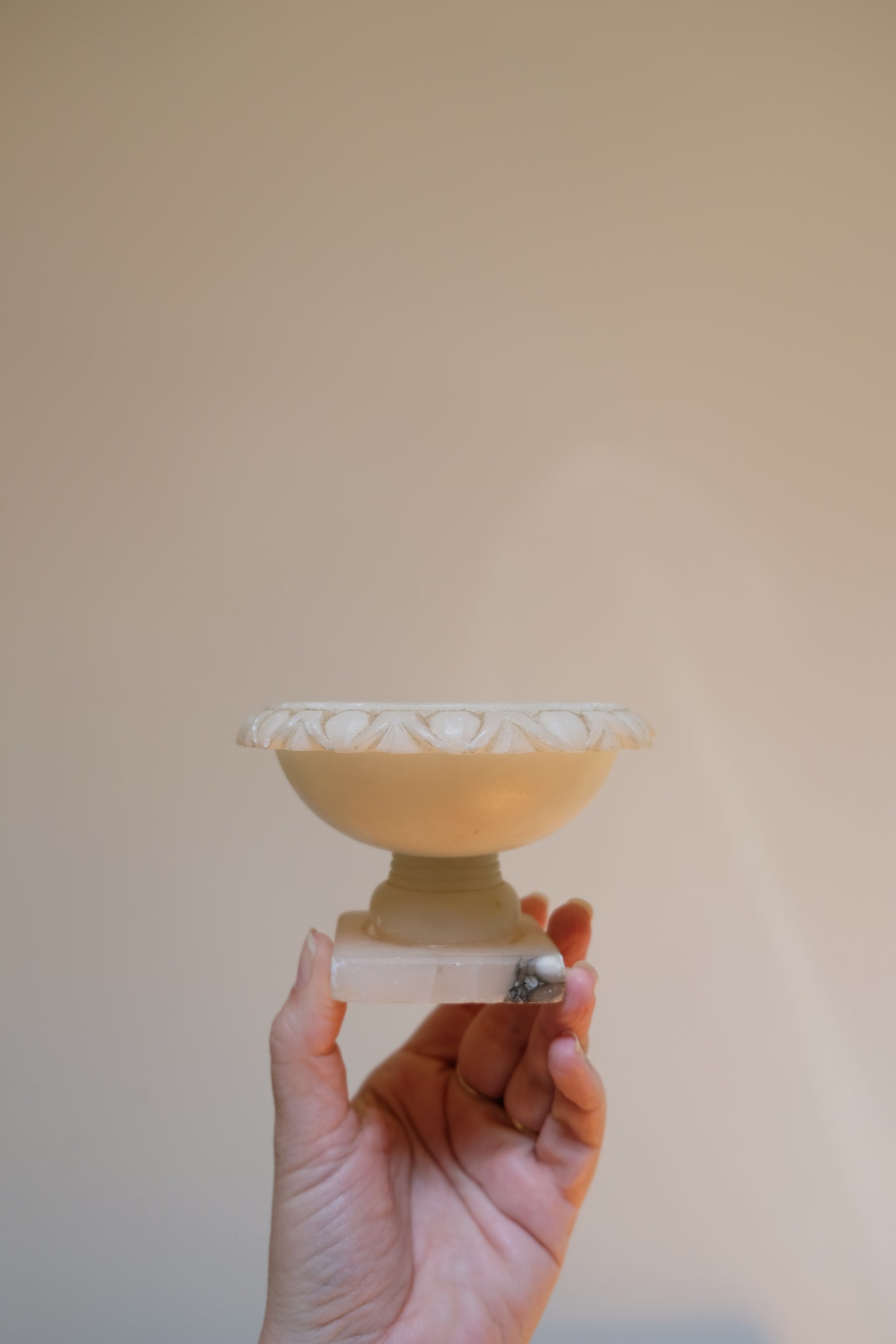 Vintage Alabaster Bird Bath, No Birds