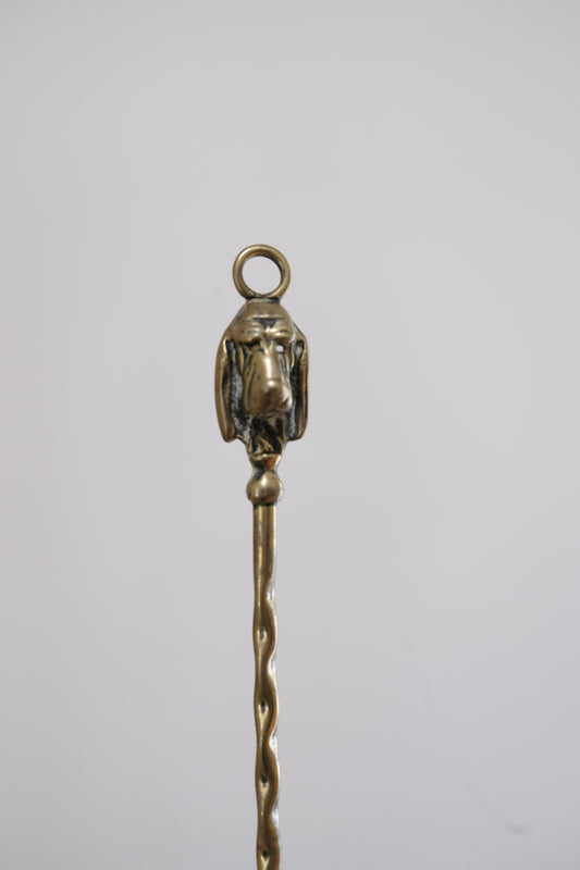 Antique Brass Toasting Fork with Dog Handle