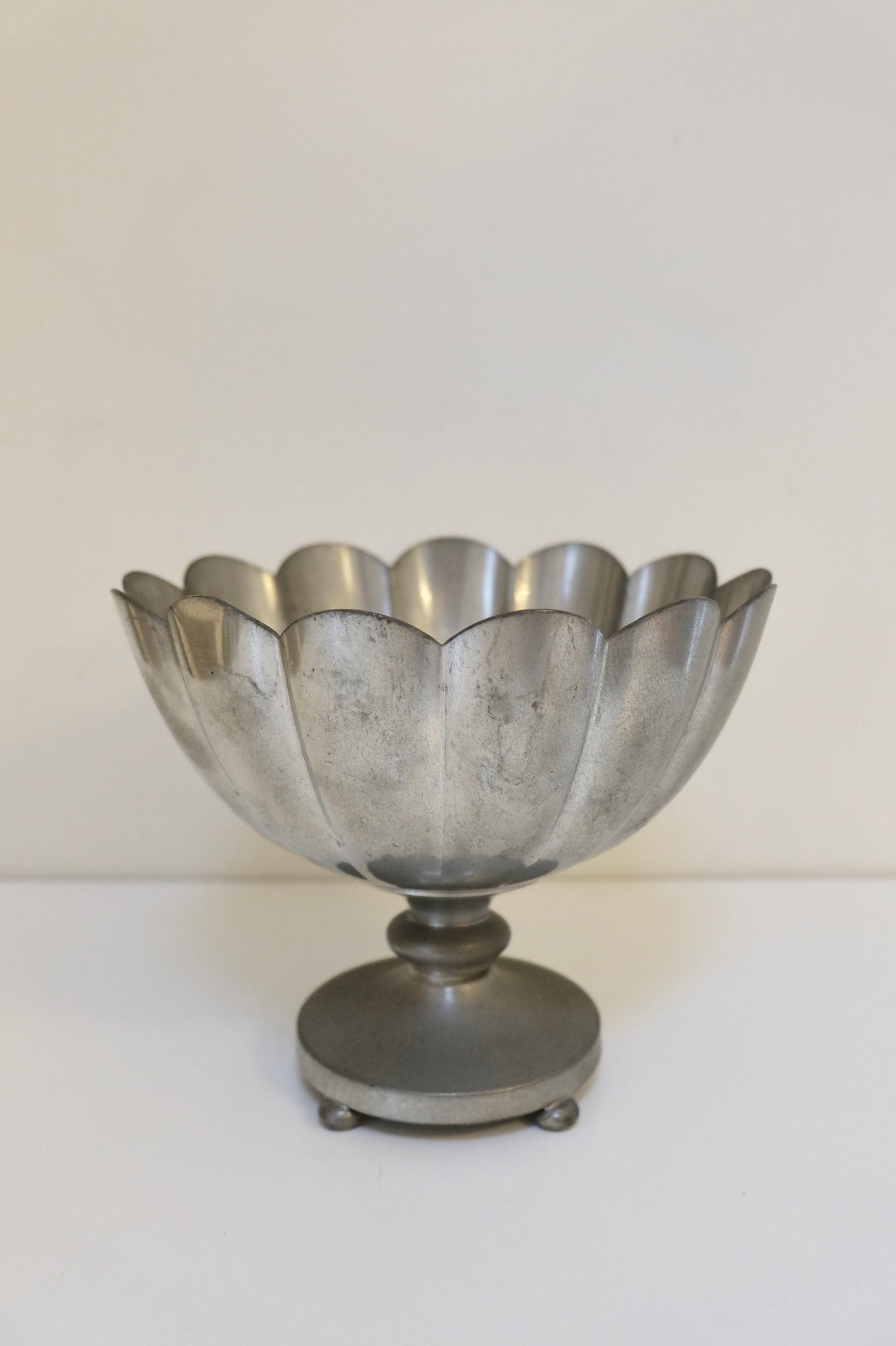 KSO Vintage Pewter Scalloped Compote