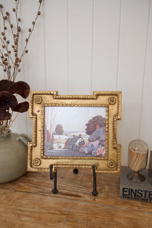Gilded Vintage Frame with Foiled Countryside Print