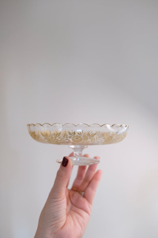 Pair of Antique Scalloped Moser Glass Footed Bowls