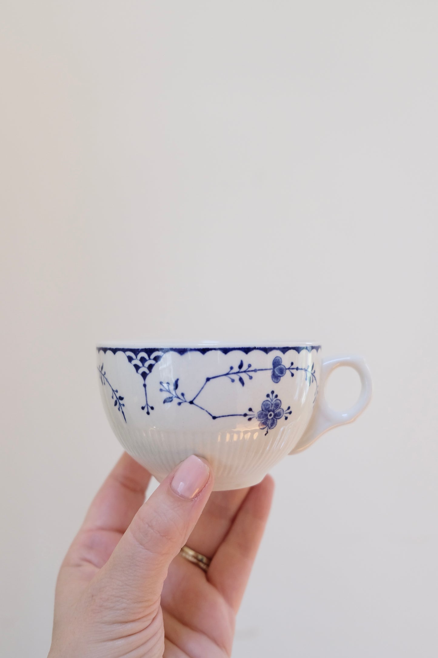 Vintage English Blue Fluted Style Tea Cups, Sold Separately
