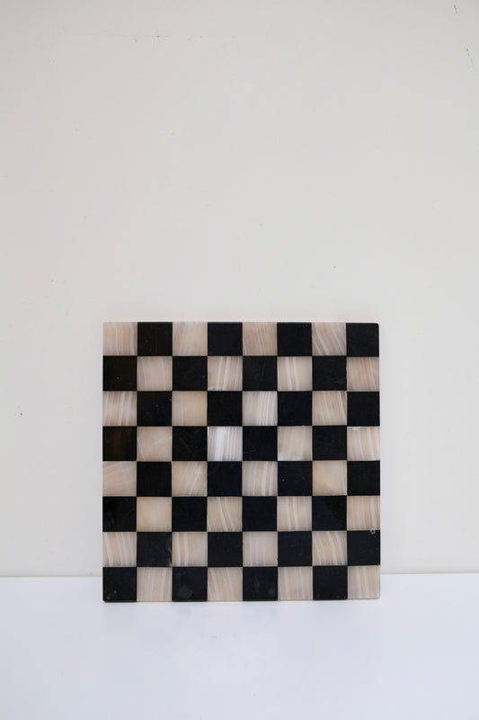 Black and White Agate and Marble Checkerboard