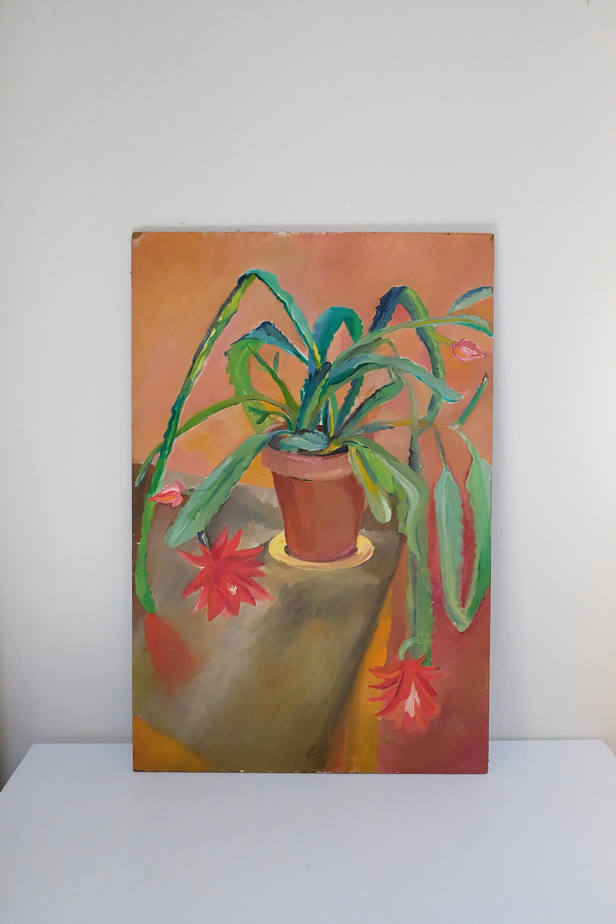 1985 Impressionist Cactus Oil Painting
