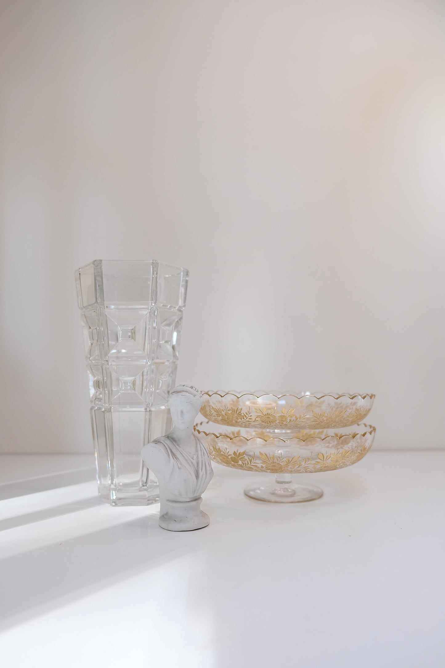 Pair of Antique Scalloped Moser Glass Footed Bowls