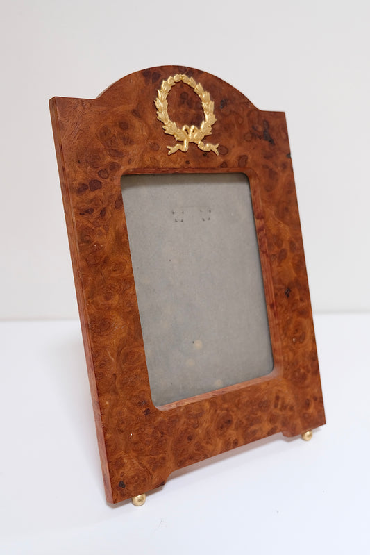 Vintage Burr Walnut Frame with a festive holiday wreath