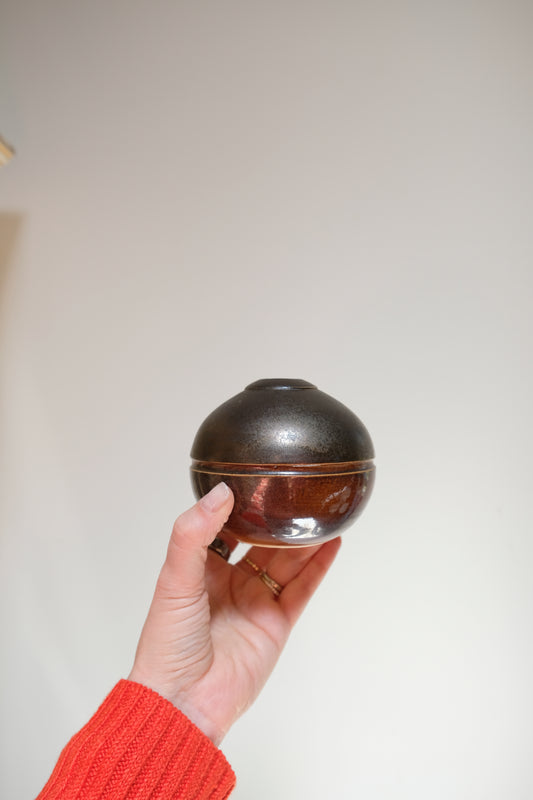 Squatty Vintage Glazed Ceramic Bud Vase