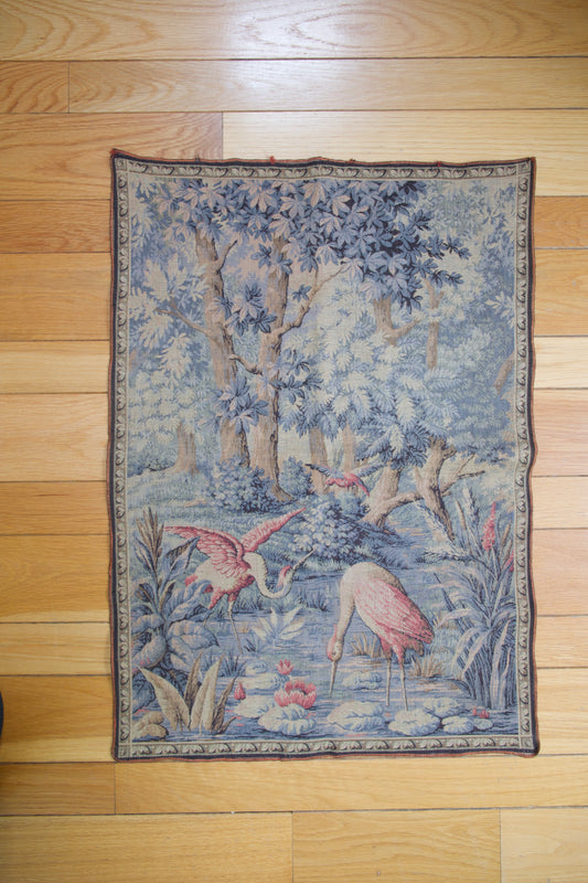Antique Woven Bird French Tapestry