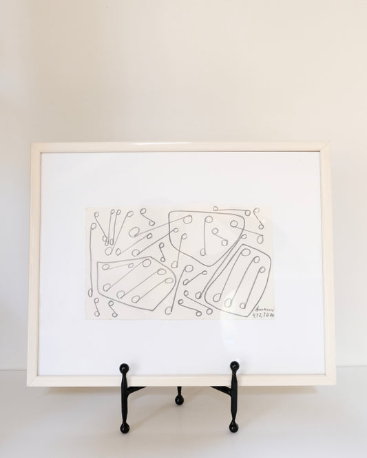 Framed Signed Abstract French Drawing