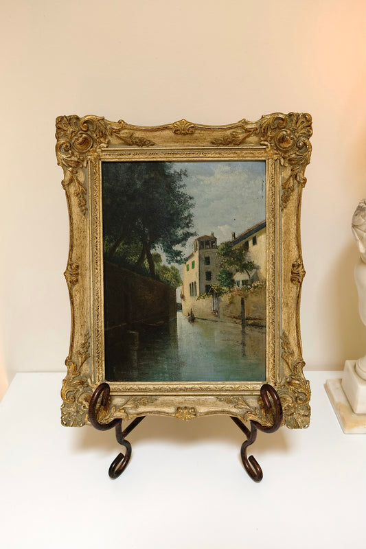 Antique Oil Painting Venetian Canals