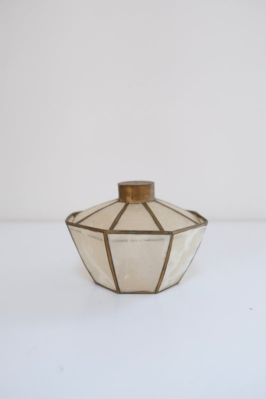 Small Vintage Capiz Octagon Lidded Box