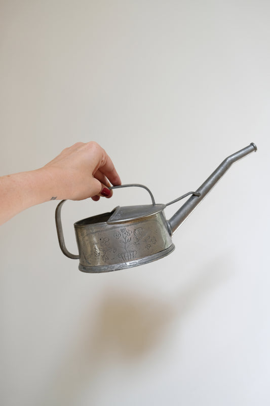 Antique Solid Pewter Italian Watering Can