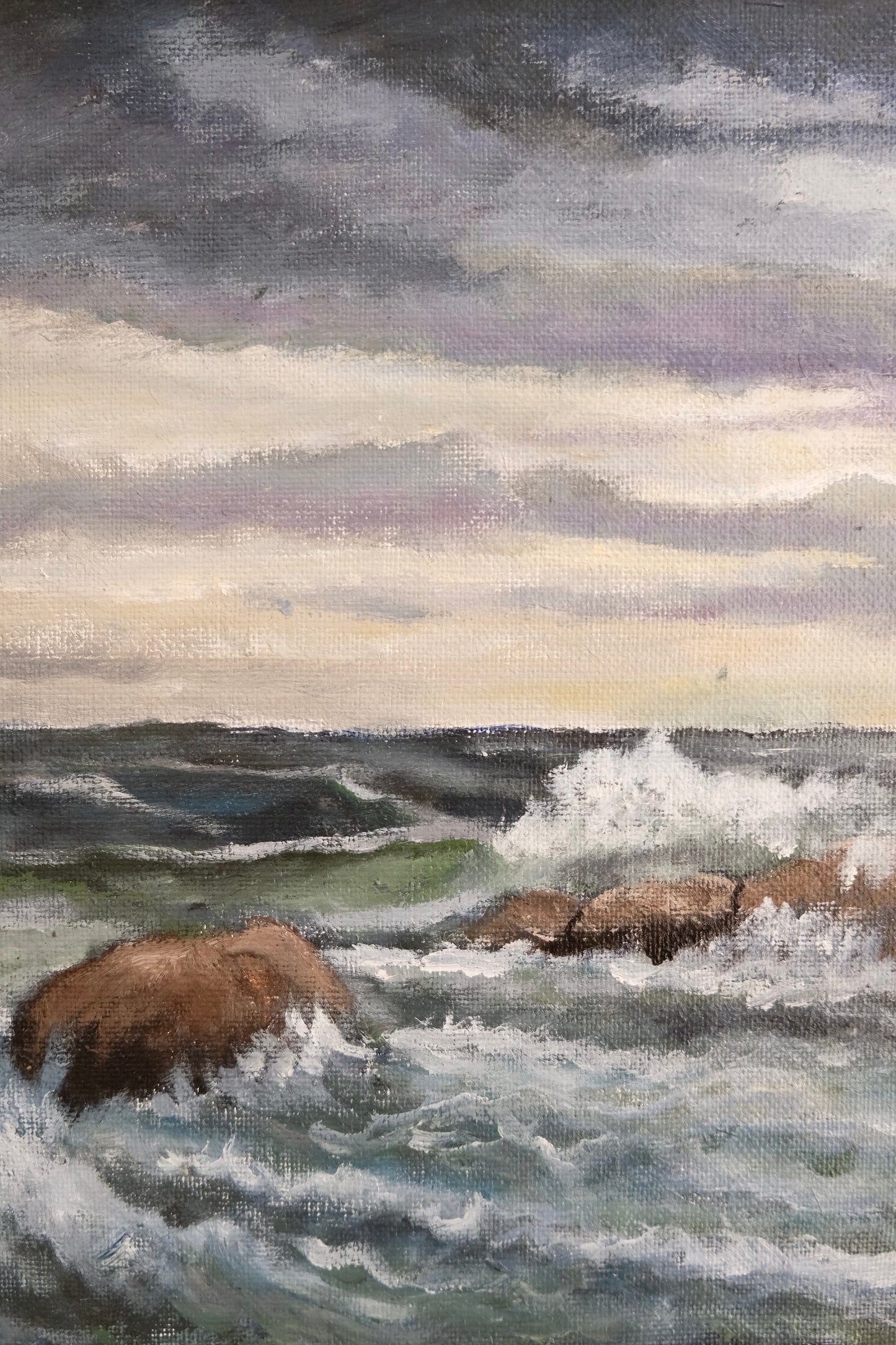 Vintage Signed Moody Sea Painting
