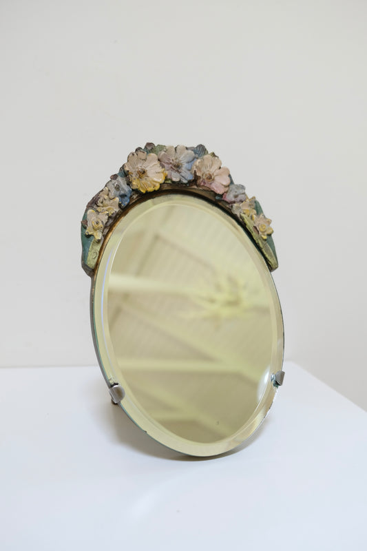 Vintage or Antique Floral Barbola Mirror