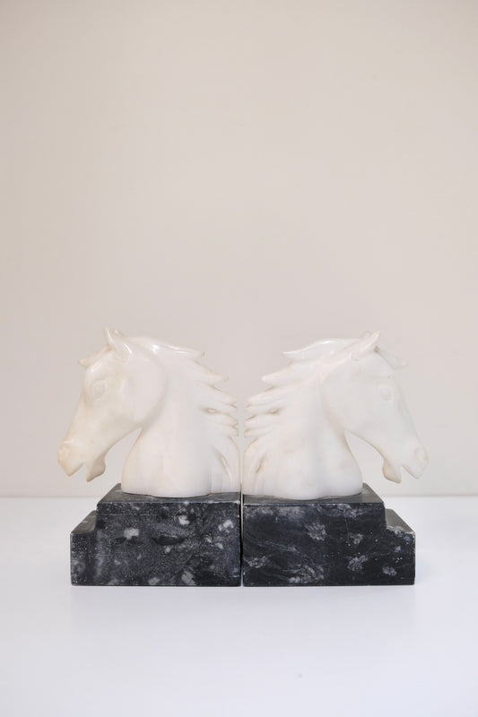 Vintage Marble Horse Bookends (2)