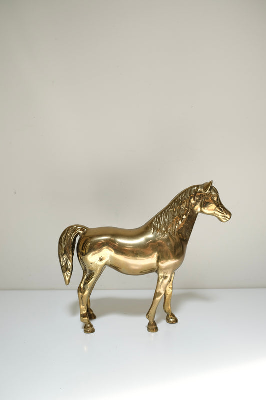 Large Vintage Brass Horse