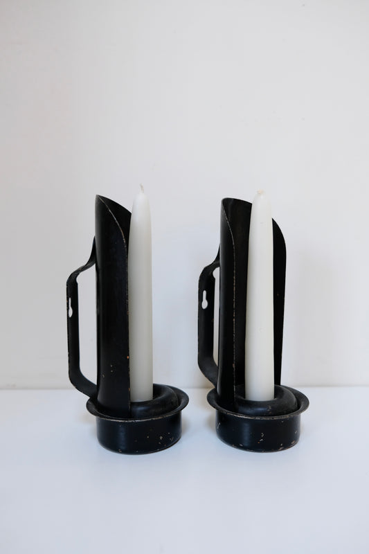 Pair of Two Rustic Primitive Candleholders