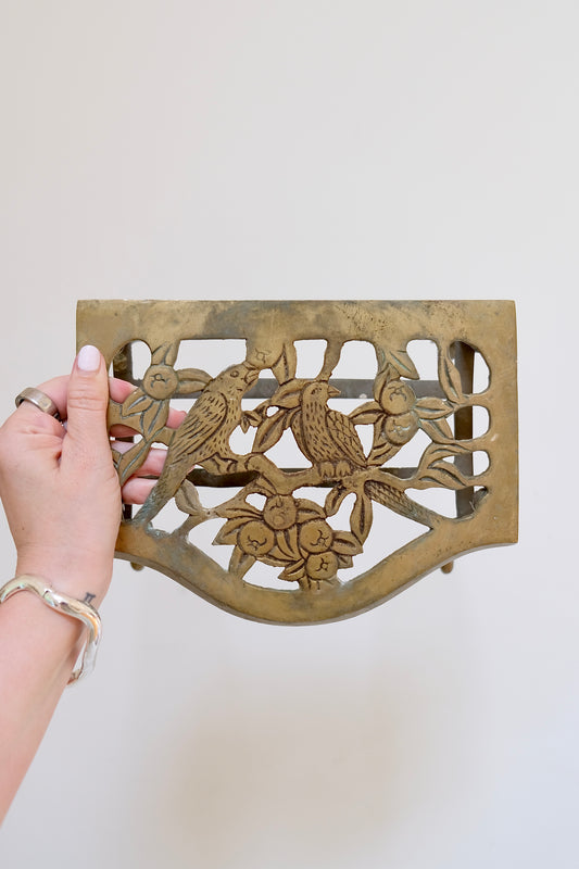 Small Brass Footman Stand With Birds
