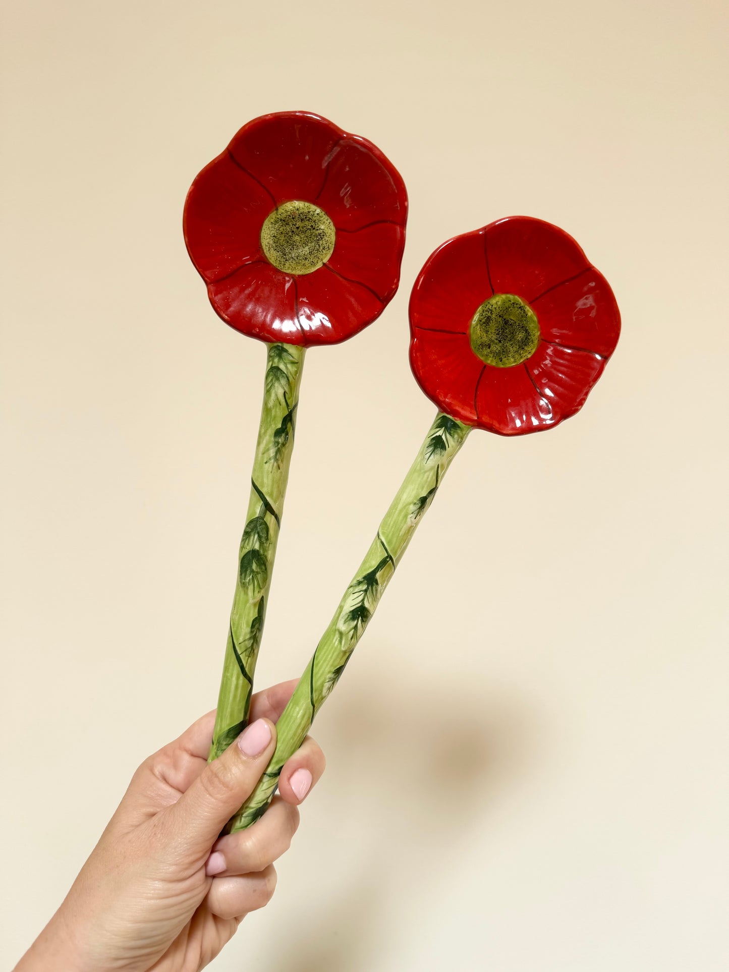 Vintage Poppy Salad Servers