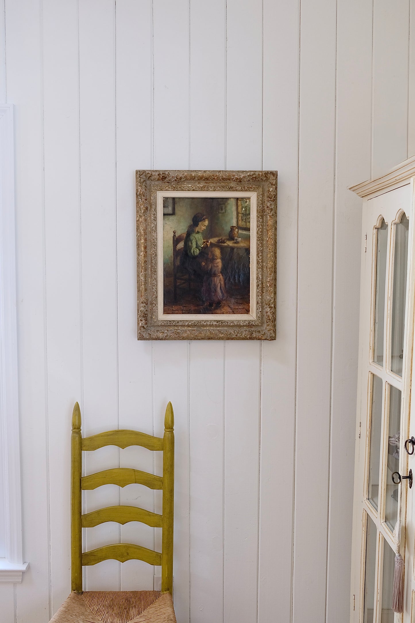 Signed Antique Mother And Child Oil Painting, Framed