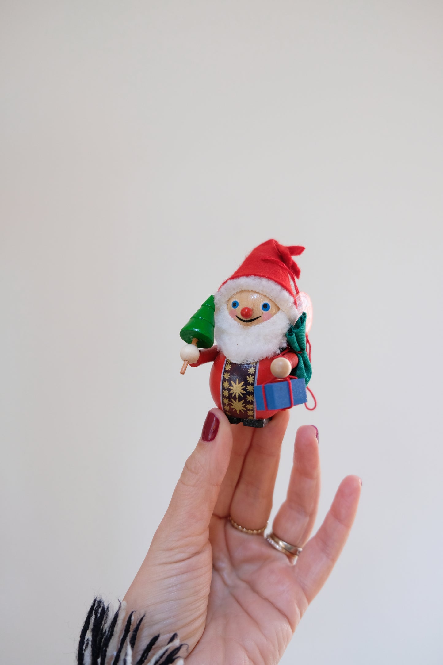 Small Vintage Wooden Steinbach Santa Ornament