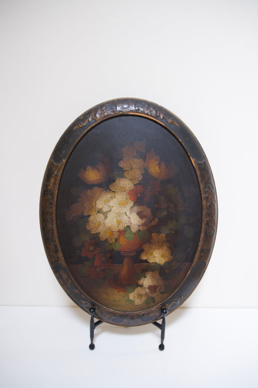 Oval Antique Floral Painting