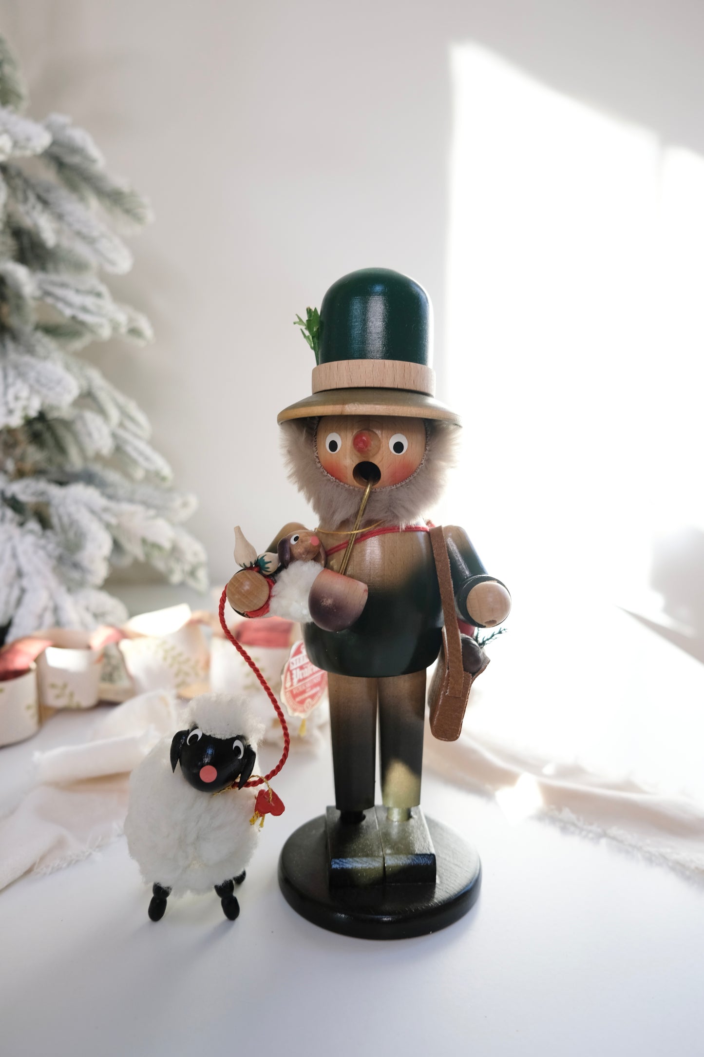 Vintage Steinbach Shepherd Smoker with Three Sheep