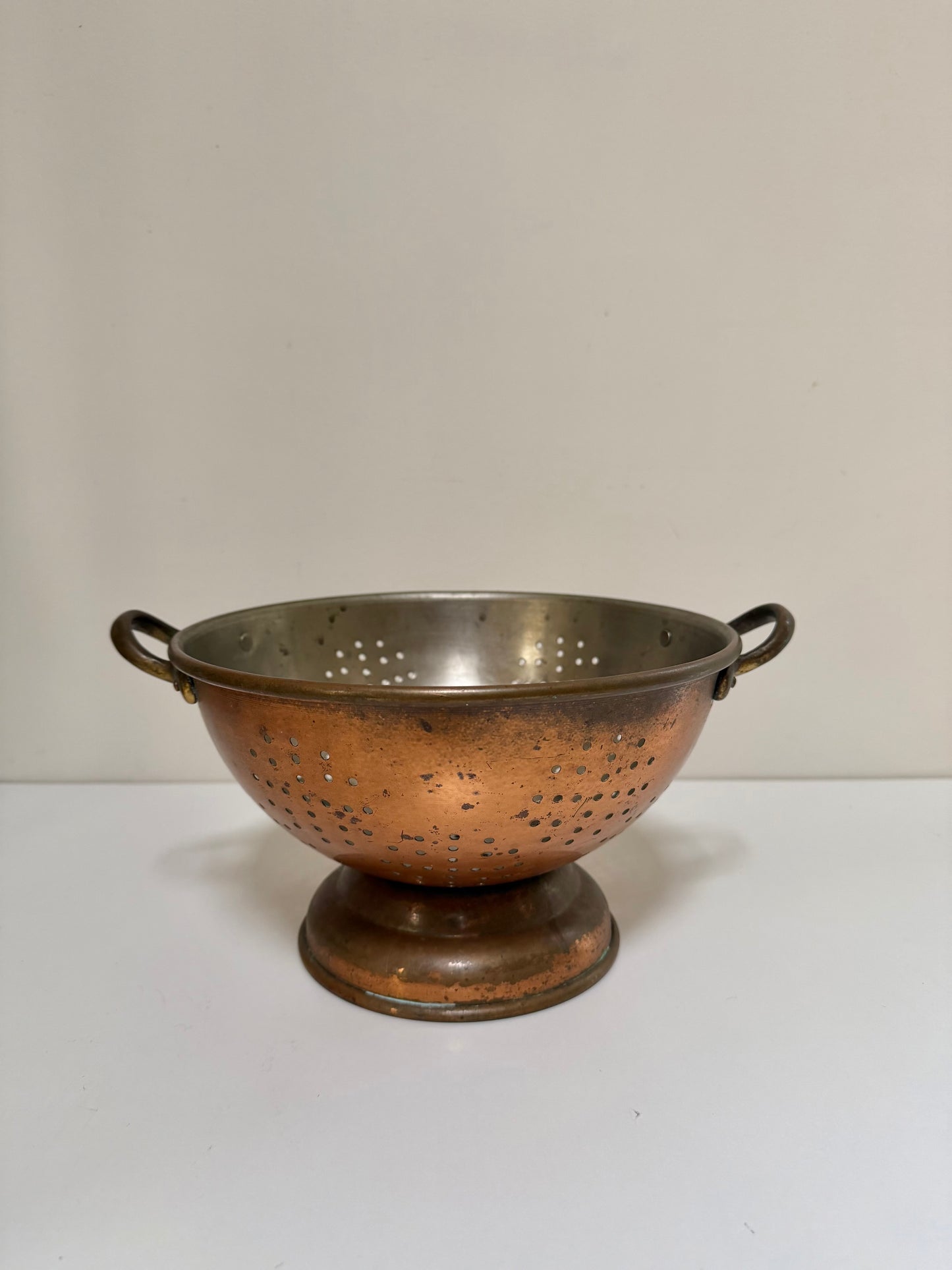 Vintage Copper Colander — 9” x 5.5”