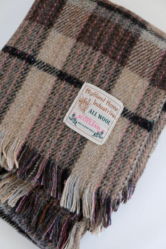 Vintage Scottish Highland Home Industries Wool Tweed Throw
