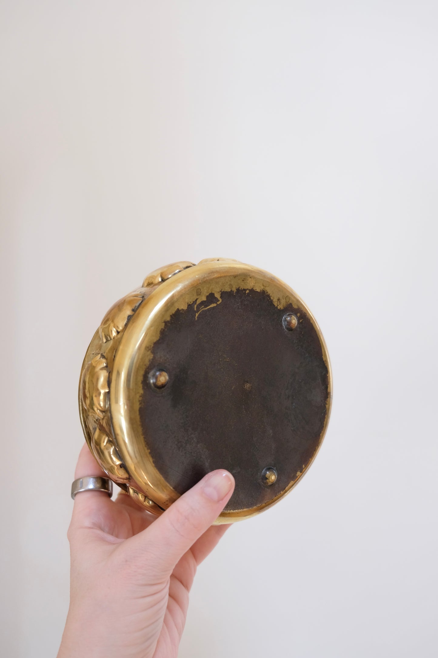 Vintage Hammered Brass Lidded Trinket Box