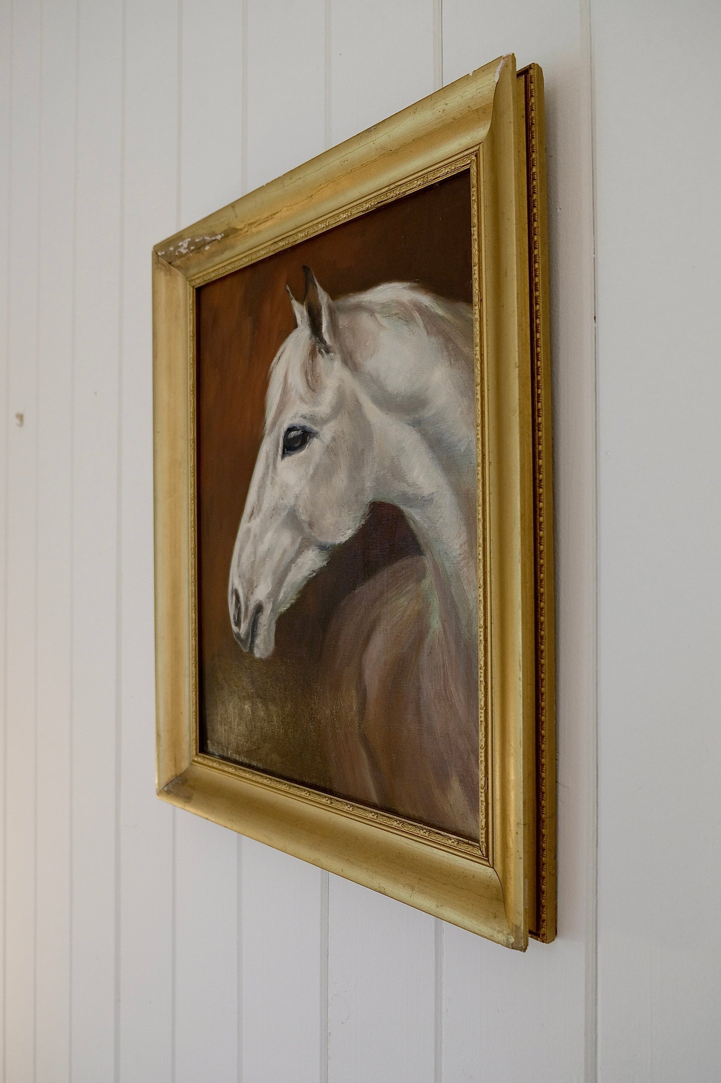 Vintage 1972 Horse Farm Oil Painting