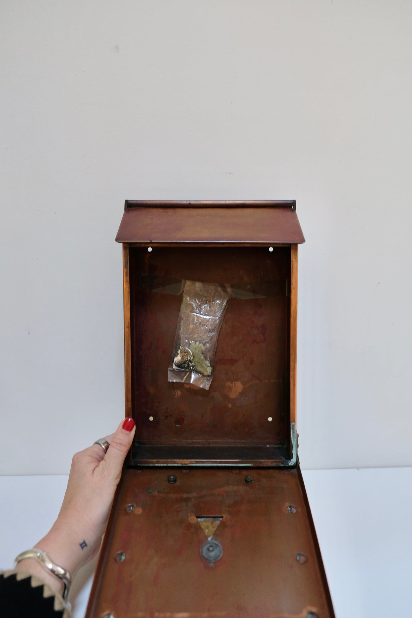 Vintage Copper Horse Mailbox with Keys