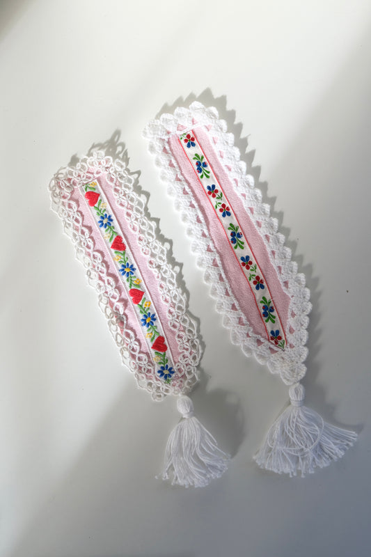 Vintage Handmade Lace Bookmarks with Tassels