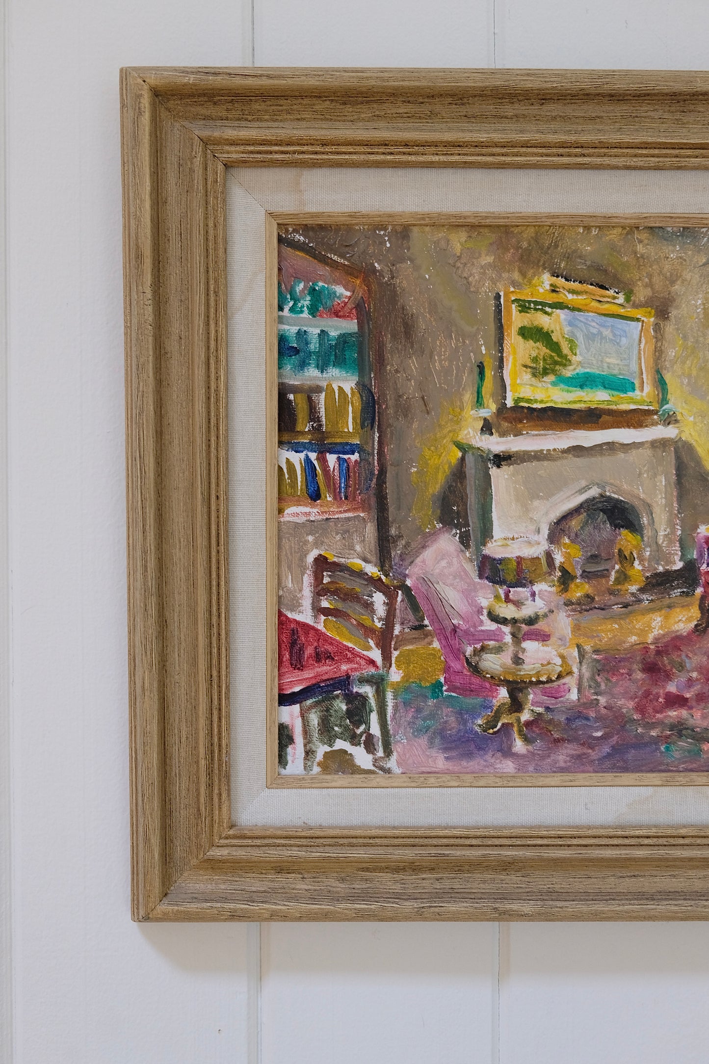 Signed Vintage Interior Scene Oil Painting (Framed, 19” x 16”)