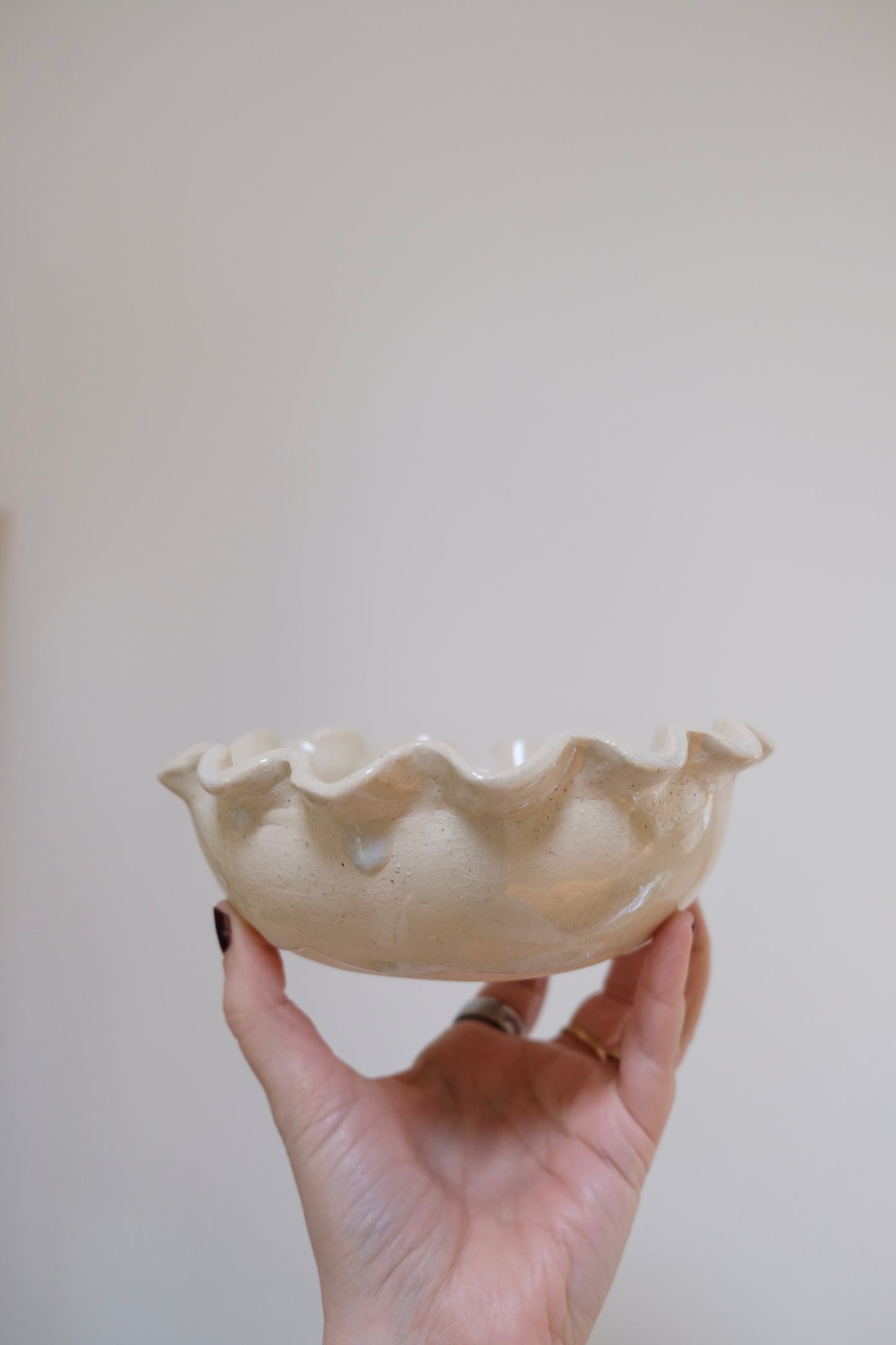 Studio Pottery Scalloped Bowl — 6.5” x 2.5”
