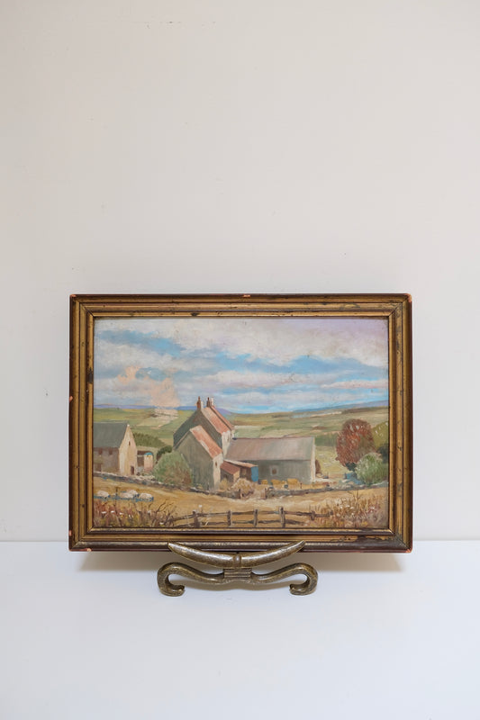 Vintage Oil Painting of Sheep in the Field