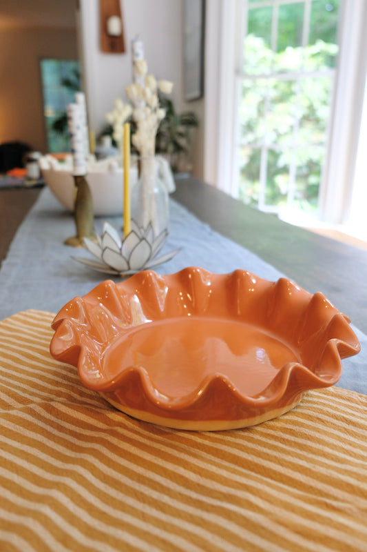 2005 Emile Henry 10" French Ceramic Wavy Pie Dish