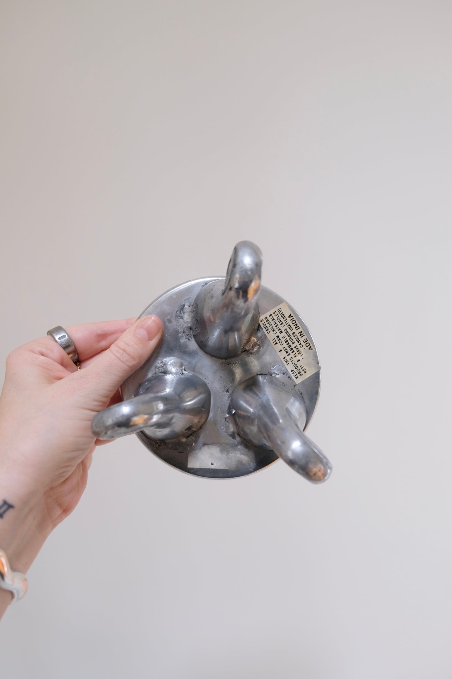 90s Metal Candle Stand with Swirled Feet