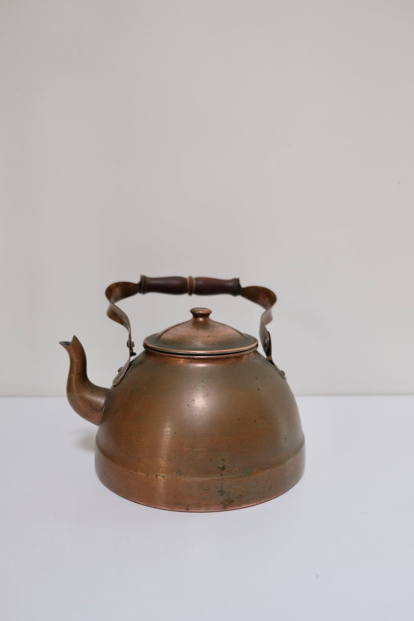 Portuguese Copper Kettle with Wooden Handle — 9” x 8”