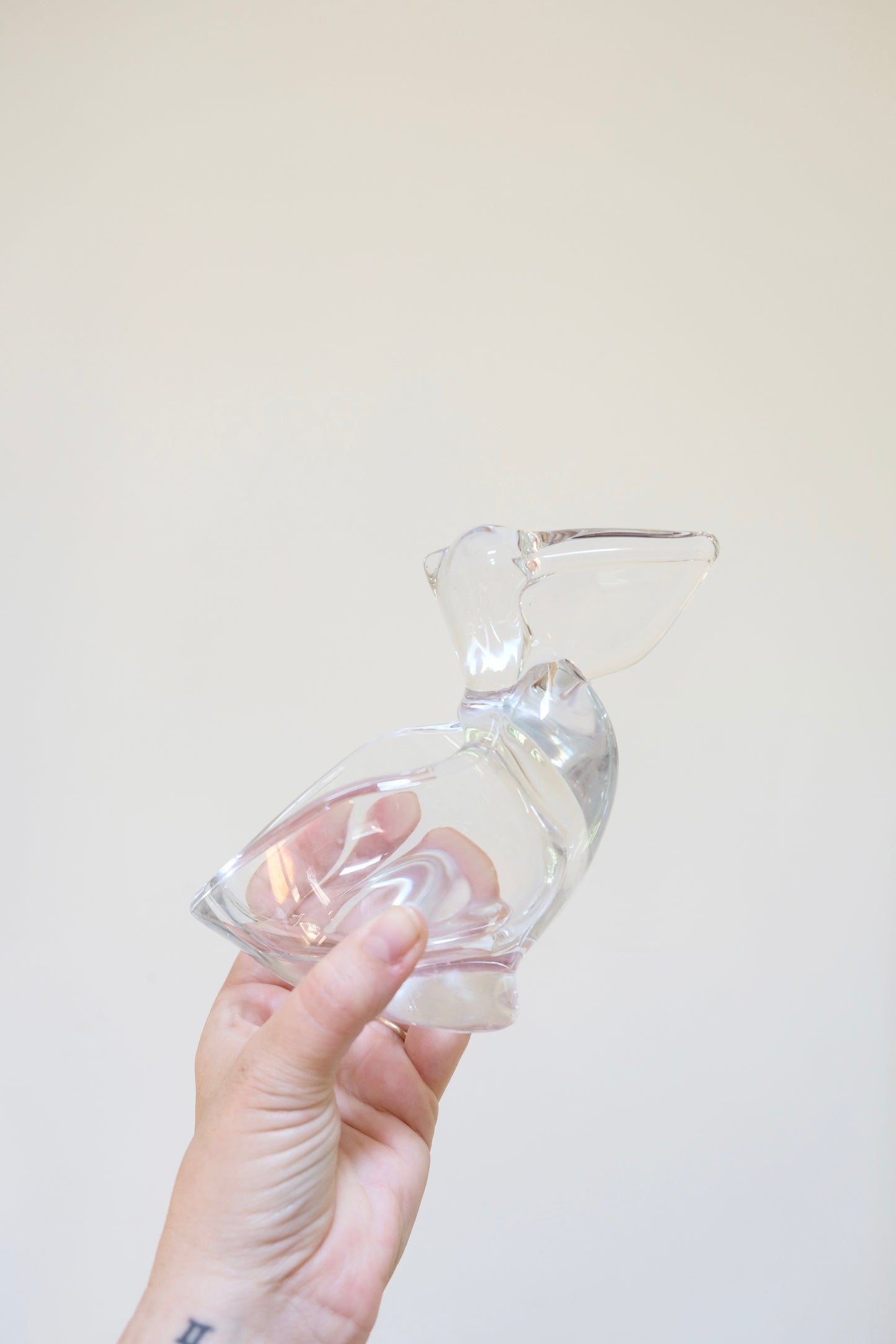 Vintage Glass Pelican Dish, Figural Glass Catchall