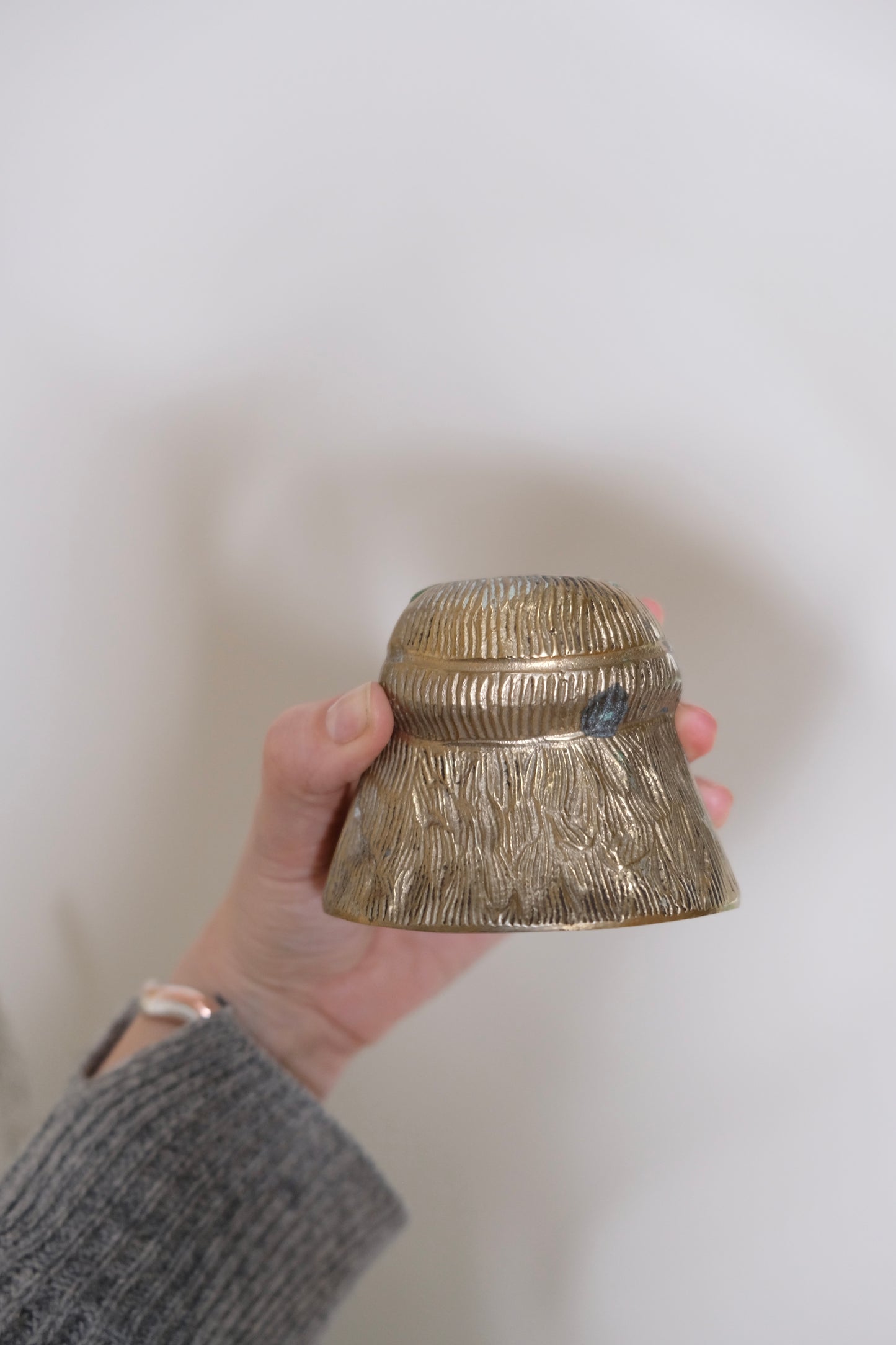 Vintage Brass Santa Candle Holders, Pair