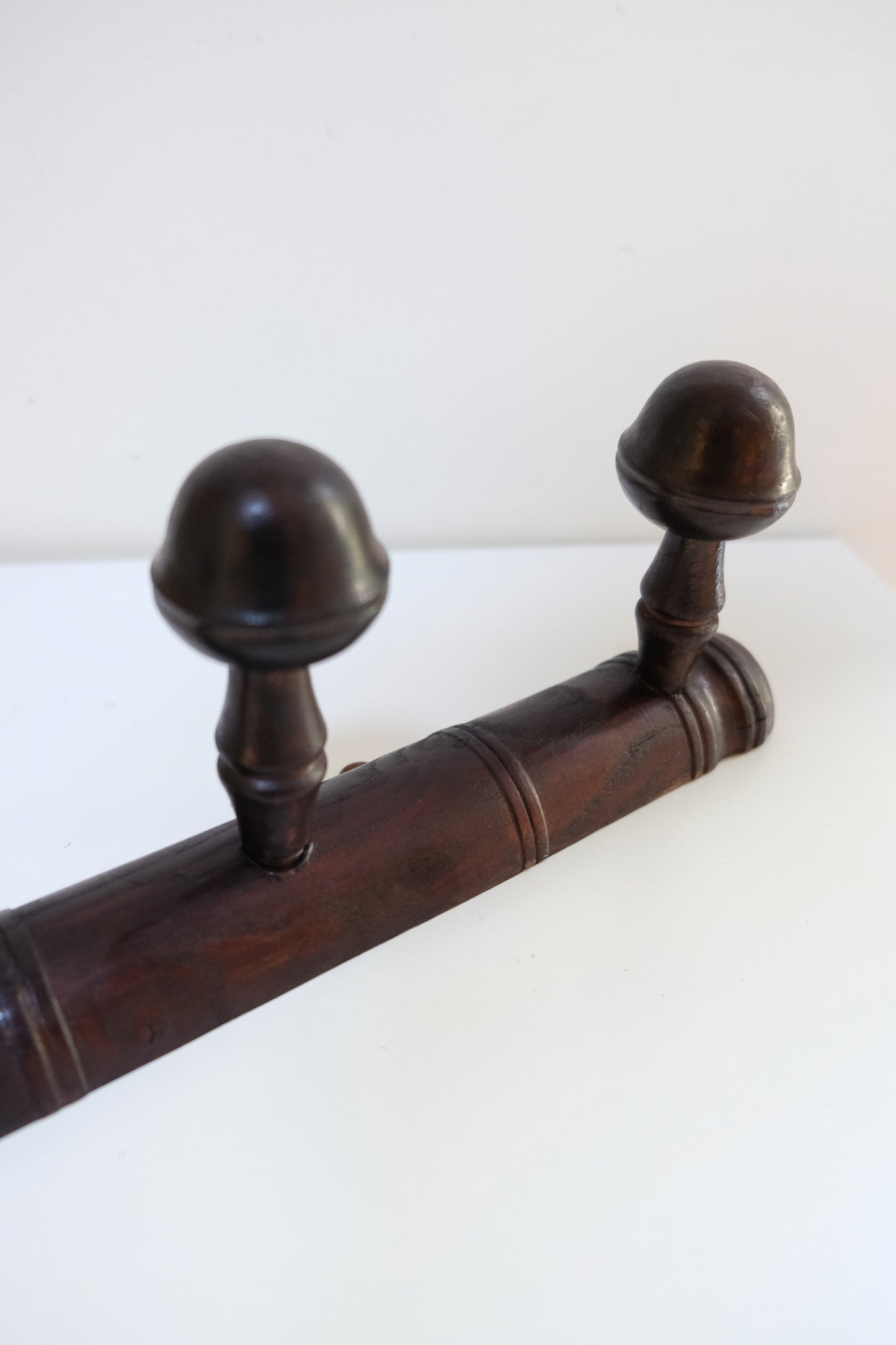 Vintage French Wooden Five-Peg Hat Rack