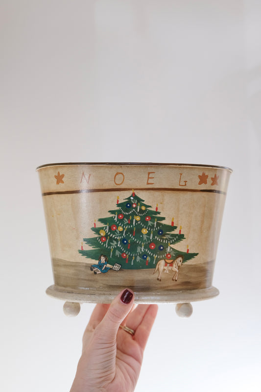 “Noel” Vintage Hand-Painted Metal Bucket