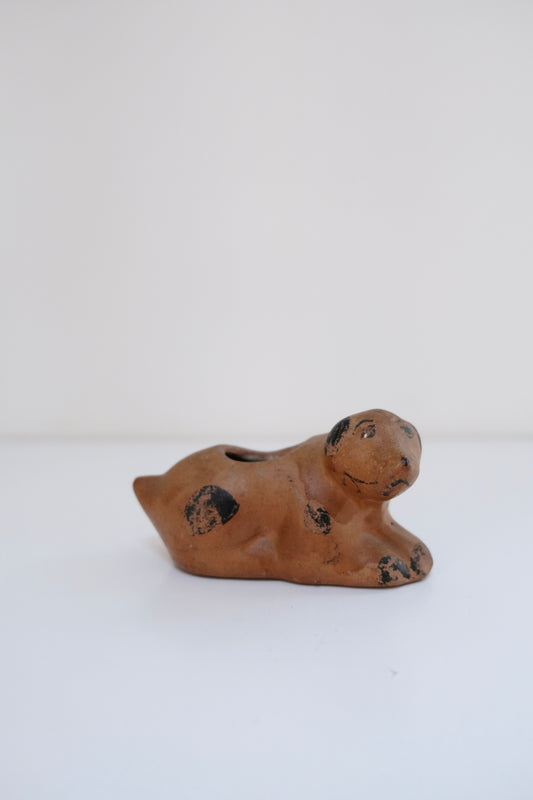 Small Vintage Pottery Hand-Painted Dog Planter
