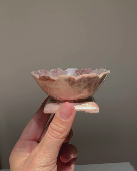 Vintage Pink Marble Scalloped Salt Cellar